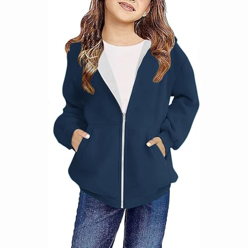 Girls Zip Up Hoodies Full-Zip Sweatshirts Jacket Preppy Clothes Fall Casual Oversized Hoodies with Pocket
