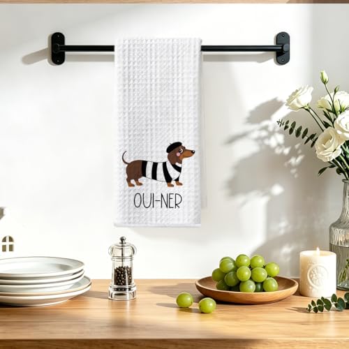 Image of Hanamiya Na Dachshund Kitchen Towels 24x14 Inch, Dachshund Gifts Reusable Cleaning Dish Towels for Kitchen Bathroom Decor, Waffle Weave Hand Cloth Tea Towel, Funny Dog Gifts for Women Mom Friend