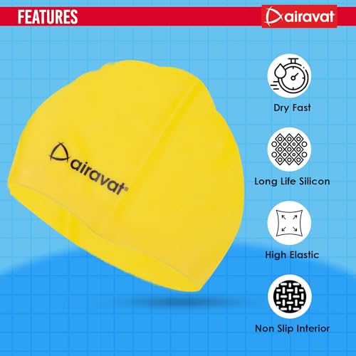 Image of AIRAVAT Hydro 0027 Swimming kit, Swimming Set With Swimming Goggle Nose & Ear Plug And Swim Cap | Optic Quality Poly carbonate Lenses, 100% UV Protection Anti-fog Coated, Ultra Durable (Yellow)