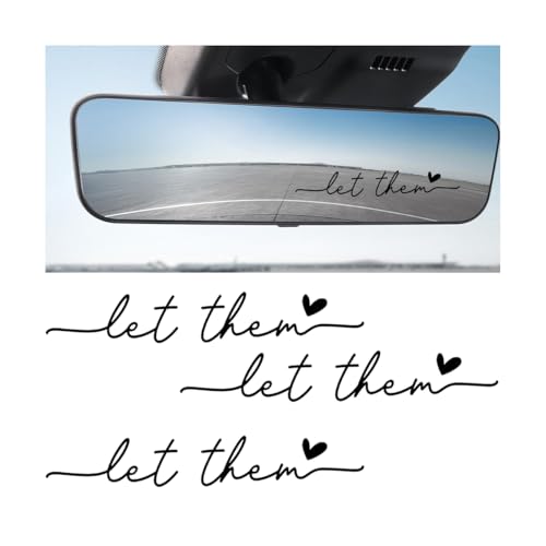 Image of Zpana Car Rearview Mirror Sticker, 3PCS Let Them Vehicle Rear View Window Decal with Heart, Positive Self Affirmation Mindfulness Automotive Bumper Protector Accessories, Universal Fit (Black)