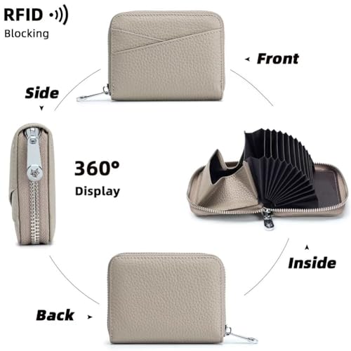 Small Wallet for Women Genuine Leather RFID Blocking Credit Card Holder Elegant Zipper Clutch Purse Short Coin Wallet4