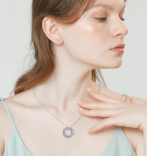 USEEDOVIA 30th 40th 50th 60th 70th Birthday Gifts for Women, 925 Sterling Silver Circle 3 4 5 6 7 Decades Birthday Necklace Birthday Jewelry Gift for Her Mom Friend Daughter Sister Lover Family4