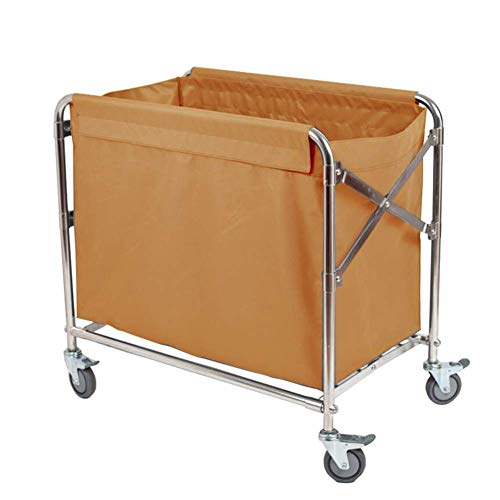 Carrito plegable para lavandería con ruedas y bolsa amarilla miniatura 1