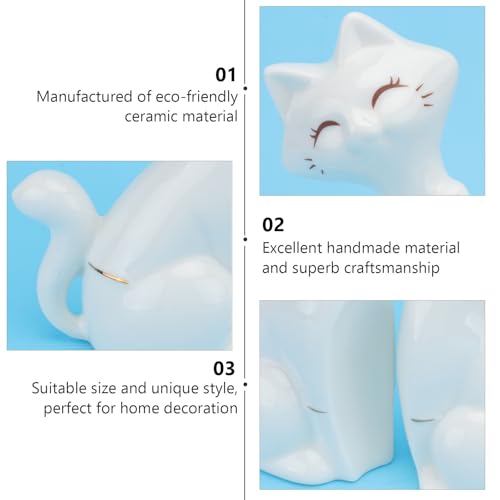 Duo statuette chat blanc en céramique style créatif idée cadeau maison chic - 7