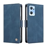 ILING Cover per OPPO Find X5 Lite 5G, Custodia a Premium Pelle PU Portafoglio Caso, Ultra Sottile Antiurto Flip Cover con Slot per Scheda/Supporto/RFID Blocking (Blu)