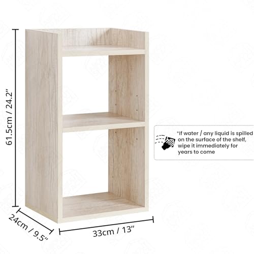 Image of ABOUT SPACE Side Table - Bed Side Tables for Bed Room with 2 Adjustable Shelves | DIY Engineered Wood Night Stand with Storage, Open Display End Table for Home Office (L 33 x B 24 x H 61.5 cm - Beige)