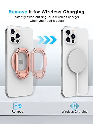 Image of 【2025 Upgraded】 Mag Safe Phone Ring Holder, SUPERONE Adjustable Magnetic Kickstand & Removable Phone Grip Compatible with Wireless Charging Only for iPhone 17 & 16 & 15 & 14 & 13 Series - Rose Gold