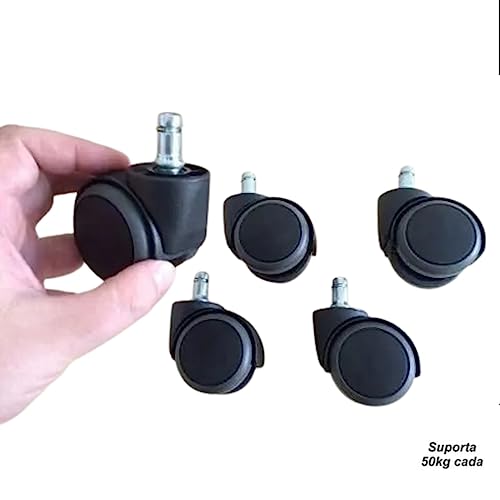 Kit c/ 5 Roda Rodinhas Para Cadeira Rodizios de Silicone Escritório Anti-Risco Resistente - Loja Brc
