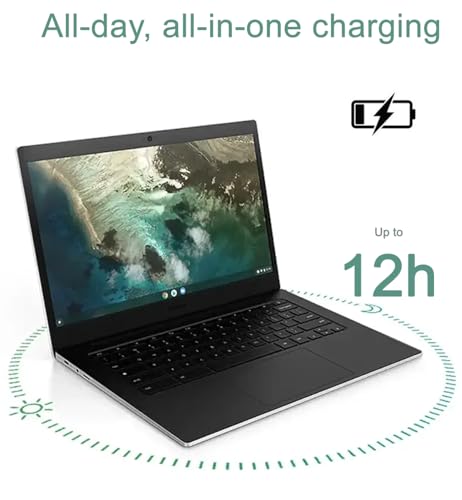 Image of SAMSUNG Galaxy Chromebook Go Laptop (14 inch LED, Intel Celeron N4500, 128GB eMMC + 128GB SD Card) For Home & Student, 12-Hr Long Battery, Spill-Resistant, Webcam, Lightweight, Wi-Fi 6, Chrome OS, Silver
