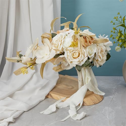 Morain bouquet mariée champagne aux finitions haute couture - 8