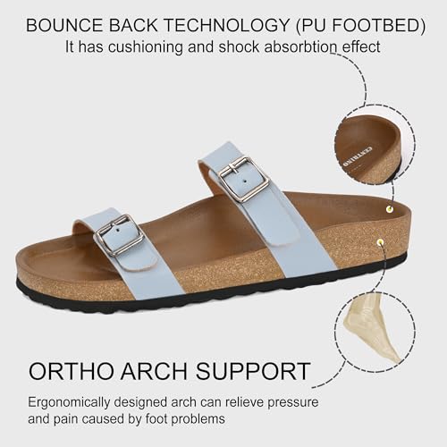 Image of Centrino Women's Berkin-Style Slip-On Sandals | Open Toe Design | Soft PU Footbed | Lightweight & Comfortable | Arch Support | On-Grip Sole | Casual Outdoor Wear (9227)