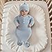 Fernvia Baby Sleeping Bag with Hat Long Sleeve Newborn Striped Gown Infant Swaddle (Blue, Newborn)