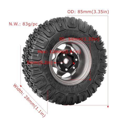 Pneus caoutchouc 1.54" contre le patinage des RC Crawler Tamiya et Axial