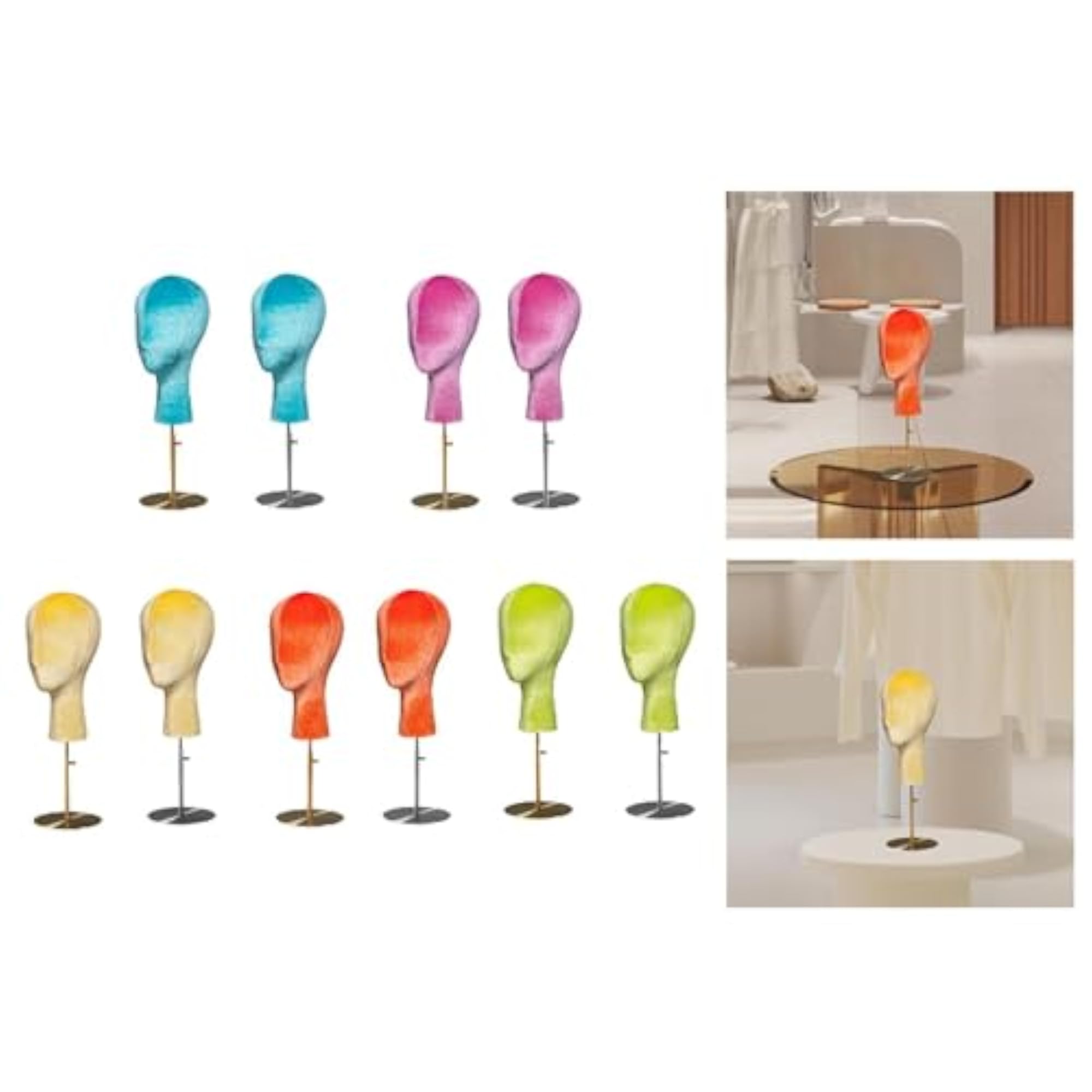 Yellow Mannequin Head Display Stand for Hats and Wigs