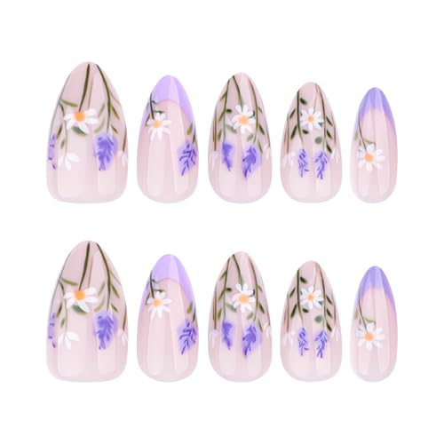 Press On Nails Lavender Designer Acrylic - Glossy Short Almond