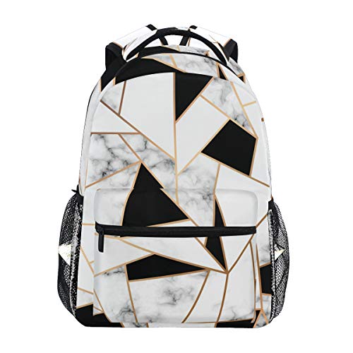 CPYang Sac à Dos en marbre Motif Lignes géométriques Sac d'école Sac à bandoulière Voyage Randonnée Camping Cover