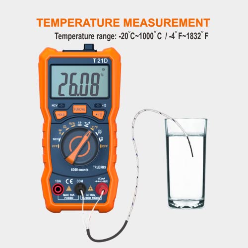 Auto-Ranging Digital Multimeter, Trms 6000 Counts Ac Dc Voltmeter Ohm Volt Amp Meter, Electrical Multimeter Tester With Ncv, Measure Capacitance Current Resistance Temp Continuity Diode Duty Cycle #TOP5