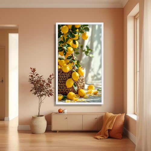 Décoration murale cuisine panier de citrons affiche de plantes 60x105cm