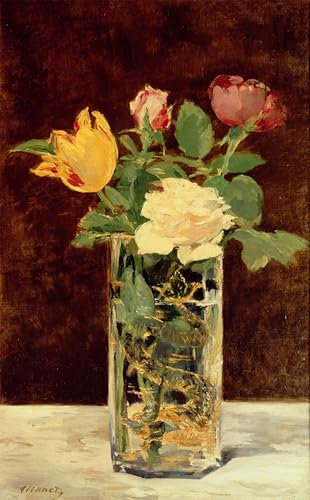 Tableau roses et tulipes Manet 60x90cm pour sublimer la décoration d'une chambre