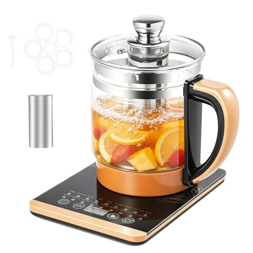 Tetera eléctrica de vidrio 1.8L con infusor y vaporizador