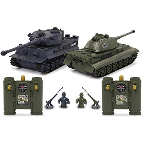 JAMARA 403635 - Panzer Tiger Battle Set 2,4 GHz - Battlemodus mit simulierter Schadensanzeige (Antriebsausfall, Kampf- und Fahrunfähig), extrem wendig, Geschützfeuer, Maschinengewehrfeuer Cover