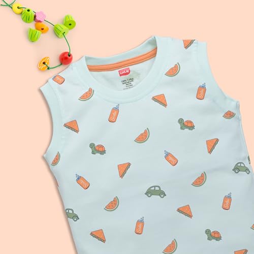 Image of LuvLap Baby Boys Regular Fit 100% Cotton Sleeveless Boys T-Shirt & Shorts Set Pack of 3