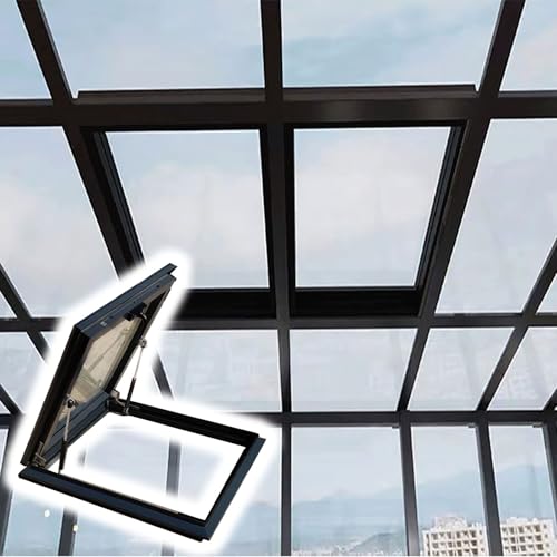 Geneigtes Flachdach-Lichtschachtfenster für Dachböden im Innenbereich, Oberlichtfenster, Kelleroberlichter, Rahmen aus Aluminiumlegierung mit gehärtetem Glas, gute Belüftung für Dachböden/Sonnenräume