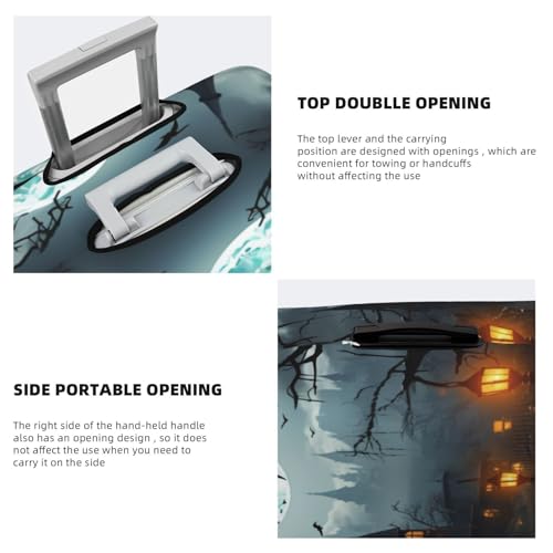 Travel Luggage Covers For Suitcase, Gloomy Castle And Witch Elastic Suitcase Protector Washable Anti-Scratch Suitcase Baggage Cover Luggage Protector Fits 18-32 Inch Luggage4