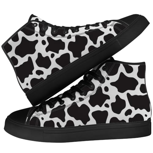 Men's Women's Cow Print High Top Canvas Shoes High Top Sneakers Lace Up Casual Shoes Gifts for Men Women3