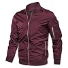 KEFITEVD Hommes Baseball Cargo Été Bomber Pilote Zipper Vestes Survêtements Thin Army Windbreaker Vin Rouge