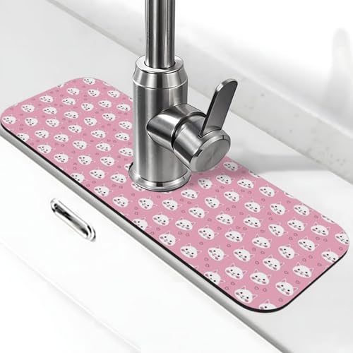 Pevtufa Cute Cat Print Draining Mat,Faucet Draining Mat For Kitchen