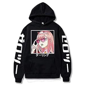 Darling in The Franxx Hoodie, Zero Two Print Nieuwe Anime Japanse Pullover Unisex Losse Fit Lange Mouwen voor Kinderen…