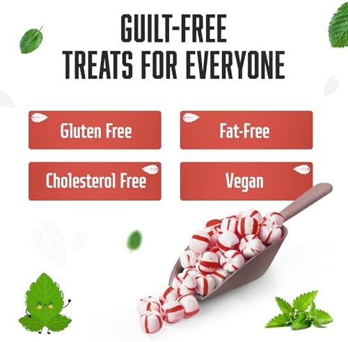 Stewart Old Fashioned Peppermint Candy Puffs | Individually Wrapped Candy | Pure Cane Sugar Candy | Fat-Free, Cholesterol-Free, Gluten-Free | Classic Soft/Hard Texture, Made in USA - 96 oz Jar