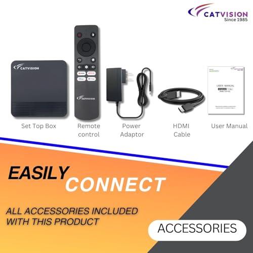Image of Catvision high-Performance Box | Android v10 | 2GB Ram |16GB ROM | Dual Band Wi-Fi | Infrared Remote | BIS Approved