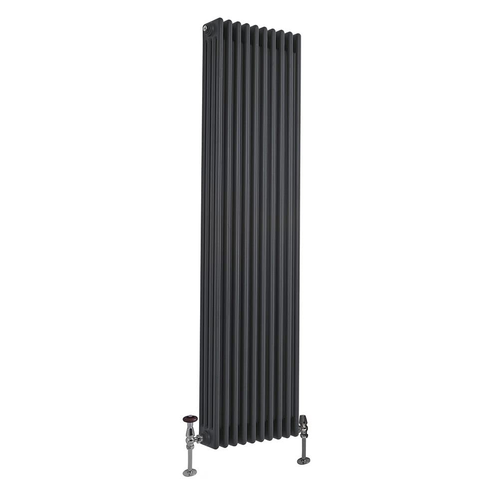 Milano Anthracite Windsor Cast Iron Style Vertical Four Column Radiator - 1800Mm X 470Mm