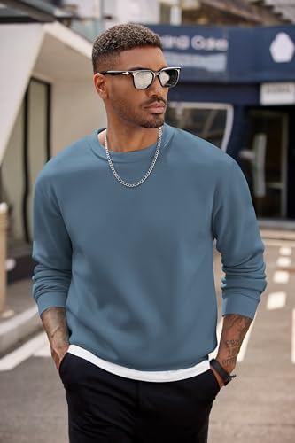 COOFANDY Men's Crewneck Sweatshirts Long Sleeves Fleece Sweatshirts Thermal Casual Pullover Shirt2