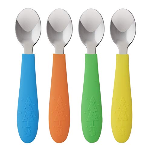 Elk and Friends Stainless Steel Kids Baby Spoons with Silicone Handle Kids Safe Cutlery Toddler Utensils