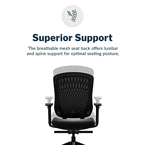 Image of Vari Performance Task Chair - VariDesk Ergonomic Desk Chair with Wheels - Adjustable Computer Chair with Memory Foam Cushion and Breathable Mesh Lumbar - Ideal for Home, Office, or Gaming - Black