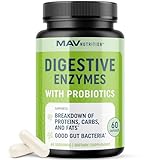 Digestive Enzymes + Probiotics Supplement Designed to Decrease Bloating and Flatulence with Protease Enzyme, Bromelain, and Lactase; Digestion Aid with Three Powerful Strains of Bacteria; NON-GMO