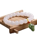 Pulsera de jade de nefrita hetiana natural para mujer, pulsera de la suerte Wu Lou, pulsera Feng Shui, jade blanco, jadeíta, joyería de vacaciones, amuleto de jade para niñas, atraer dinero