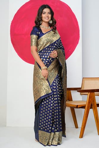Image of Subham Saree for Woman Silk Cotton Kanjivaram | Soft Easy to Drape Daily Wear Sari with Blouse Fabric