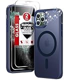 LeYi for iPhone-11-Pro-Max Cases Blue with Screen Protector X2 + Camera Cover X2[ MagSafe Compatible] Magnetic Military Grade Protective Phone Case for iPhone 11promax i Phone 11pro max, Matte Blue