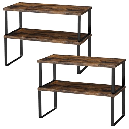 OGEMXU Küchenschrank Organizer,4er-Pack Regal Küche Regaleinsatz Für Küchenschrank,küchenregal arbeitsplatte,Aufbewahrungsturm für Küche, Badezimmer, Wohnzimmer - (Braun)