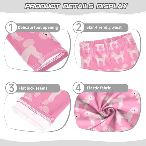 Cute Poodles on A Pink Background Girls Leggings,Workout Leggings for Girls Toddler Athletic Leggings Size for 3-10T3