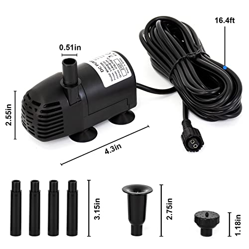 ECO-WORTHY Solar Fountain Water Pump Kit 12 W, 196 GPH+ 12 Watt Solar Panel Submersible Powered Pump for Small Pond, Garden Decoration, Pool, Birdbath(Need Sunlight) Black