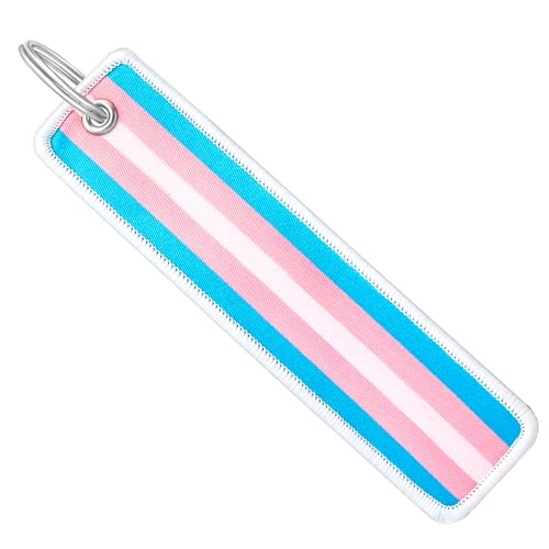 Nanafast LGBTQ Pride Keychain Gay Pride Keyring Rainbow Flag Key Chain for Pride Month Parades and Events Pride Accessories for Keys Backpacks Cars-Transgender