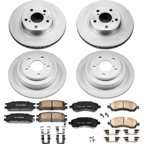 Image of PowerStop Front and Rear Brake Kit for Subaru Legacy 1997-99 - Fully-Coated Disc Rotors with Z17 Ceramic Brake Pads Replacement, CRK446