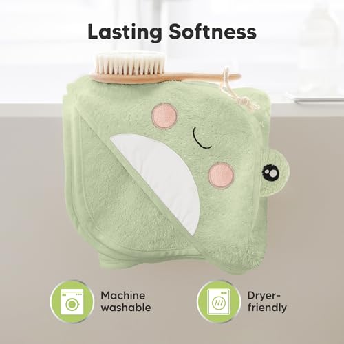 Image of KeaBabies Hooded Baby Towel for Newborn, Baby Bath Towels (Frog, 30x30) | Viscose Derived from Bamboo, Large Baby Towels with Hood, Boys, Girls, Toddler, Soft Absorbent Baby Bath Essentials