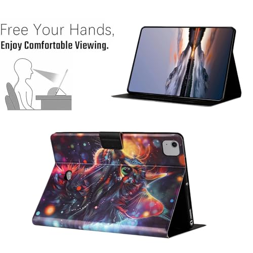 Étui iPad Air 11 M4 et 10.9 pouces en cuir PU avec motif chat fantaisie