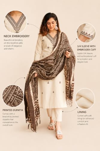 Image of Khadi Kurtaset With Khadi Silk Dupatta For Womens